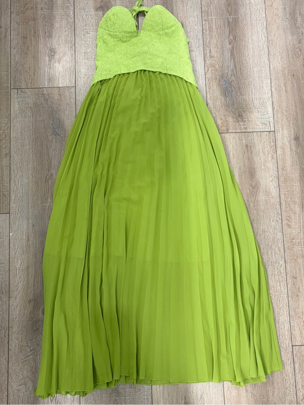Chartreuse Lime Green Lace Corset Maxi Prom Dress S